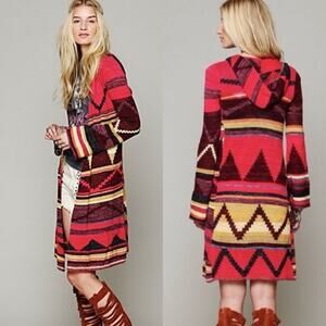 Free People Multicolor Hooded Cardigan